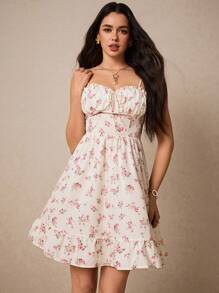 Poéselle 女士度假休闲细肩带连衣裙，搭配碎花和荷叶边下摆 Bridgerton - 彩色 - 查看 8