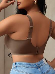 SHAPORA 1pc Women's Seamless Underwire Bra With Molded Cups Lift Cleavage Comfort Adjustable Straps - Brown - View 2