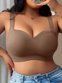 SHAPORA 1pc Women's Seamless Underwire Bra With Molded Cups Lift Cleavage Comfort Adjustable Straps - Brown - View 5