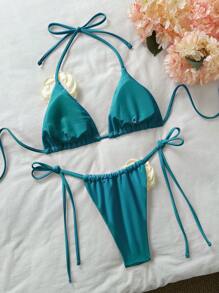 SHEIN Swim Conjunto de bikini de dos piezas para uso casual y diario