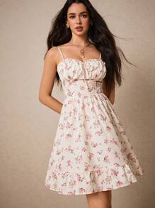 Poéselle 女士度假休闲细肩带连衣裙，搭配碎花和荷叶边下摆 Bridgerton - 彩色 - 查看 5