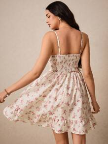 Poéselle 女士度假休闲细肩带连衣裙，搭配碎花和荷叶边下摆 Bridgerton - 彩色 - 查看 4