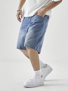 Manfinity Hypemode Pantalones cortos vaqueros sueltos y lavados de hombre