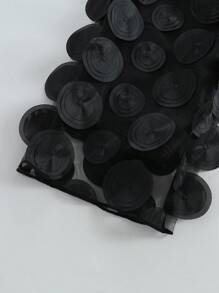 SHEIN Pantalones largos informales de niña preadolescente con jacquard, forro de malla negra, - Negro - Ver 6