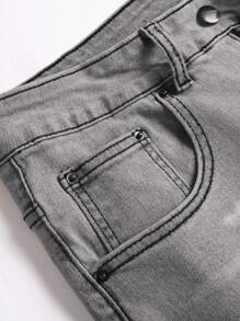 Men's Pocket Casual Versatile Skinny Denim Jeans - Light Grey - View 6