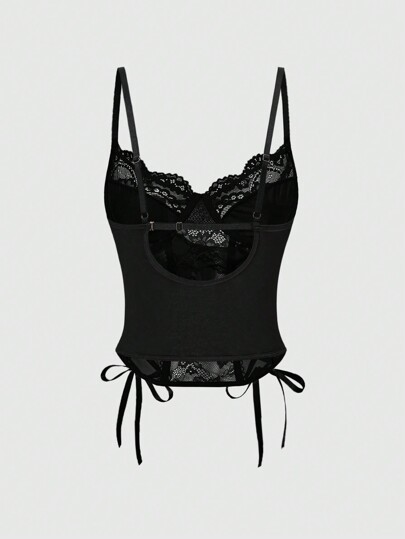 Goth Valentine's Day Vintage Gothic Lace Patchwork Women's Camisole