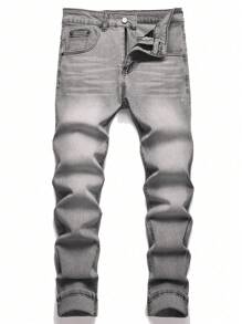 Men's Pocket Casual Versatile Skinny Denim Jeans - Light Grey - View 1