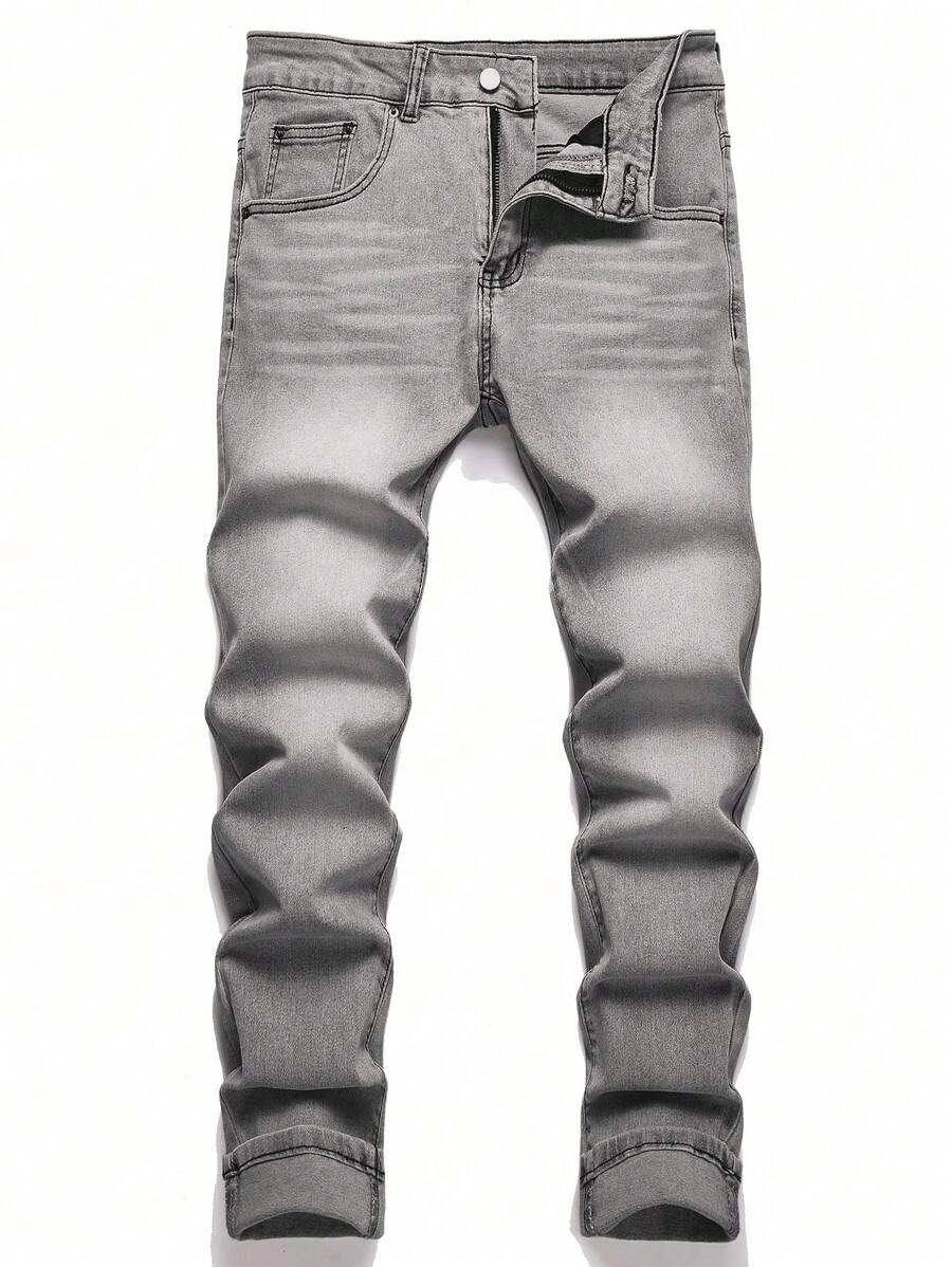 Men's Pocket Casual Versatile Skinny Denim Jeans - Light Grey - View 1