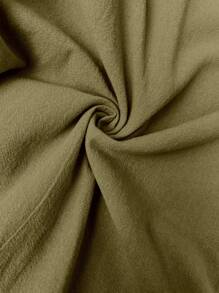 Linhara Pure Plus Size Vacation Casual Solid Color Ruffle Hem Spaghetti Strap Dress - Army Green - View 7