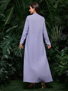 Al Najma Đầm suông họa tiết trang trí cổ đứng truyền thống rộng rãi màu trơn thanh lịch cho nữ, váy Ả Rập, kín đáo - Màu xanh Bạc hà - Xem 2