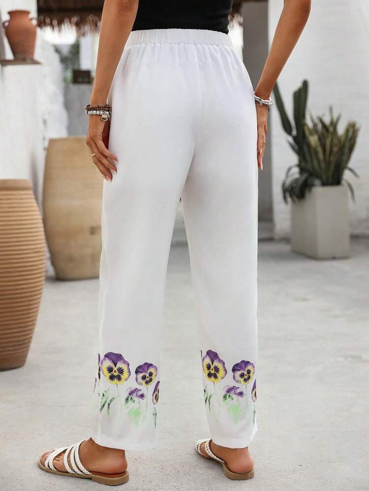 Women's Casual Elastic Waisted Straight Leg Pants, Autumn