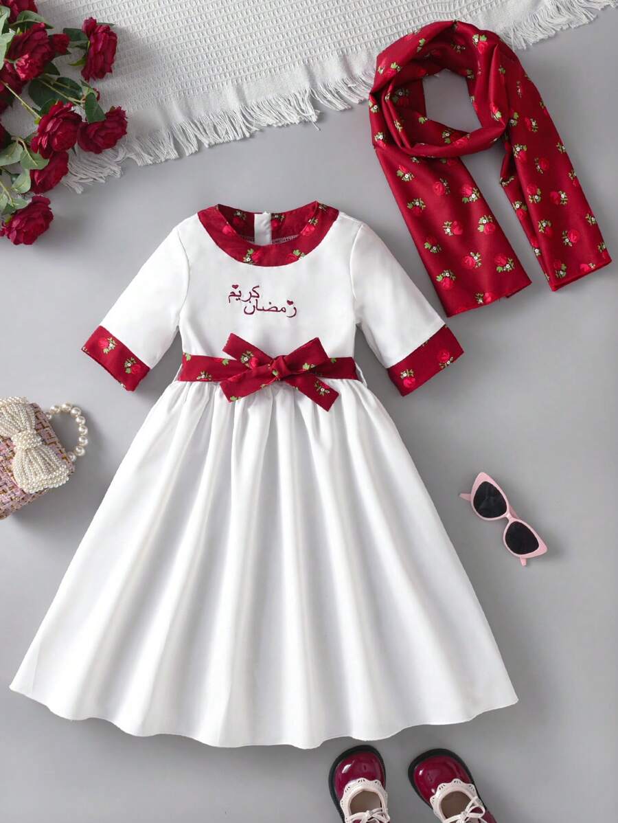 SHEIN Young Girl Elegant Casual Ditsy Floral Patchwork Sleeveless Dress, Suitable For Daily Wear And Festivals, Summer New Arrival - White - View 1