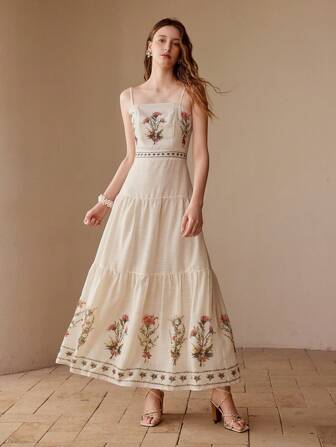 MOTF Vestido camisero con estampado floral y bajo con volante