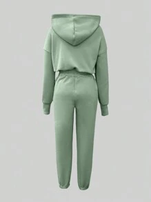 INAWLY Women's Hooded Half-Zip Sweatshirt And Loose Fit Drawstring Jogger Pants Set