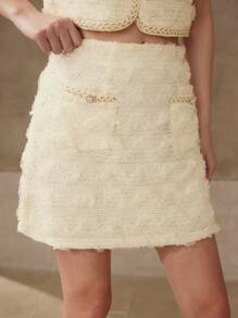 MOTF PREMIUM 贴花撞色绑带裙