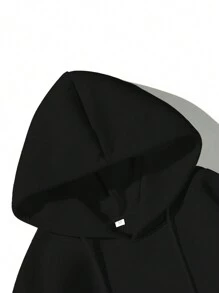 RueChic Men Italy Letter Printed Cottonline Basic Regular Hoodie - Black - View 3