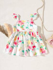 Baby Girls Summer Floral Print Sleeveless Dress - Multicolor - View 2