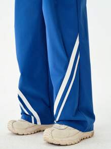 SHEIN Y2K Oversized Cargo Pants With Utility Pockets Racing Vibes - Blue - View 4