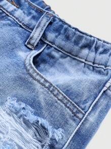 Teenage Boys' New Applique Patchwork Ripped Skinny Fit Distressed Denim Jeans - Light Wash - View 3