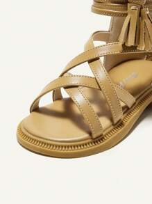 Cozy Pixies 嬰幼兒女孩時尚舒適夏季羅馬風格平底涼鞋 - 棕色 - 查看 4