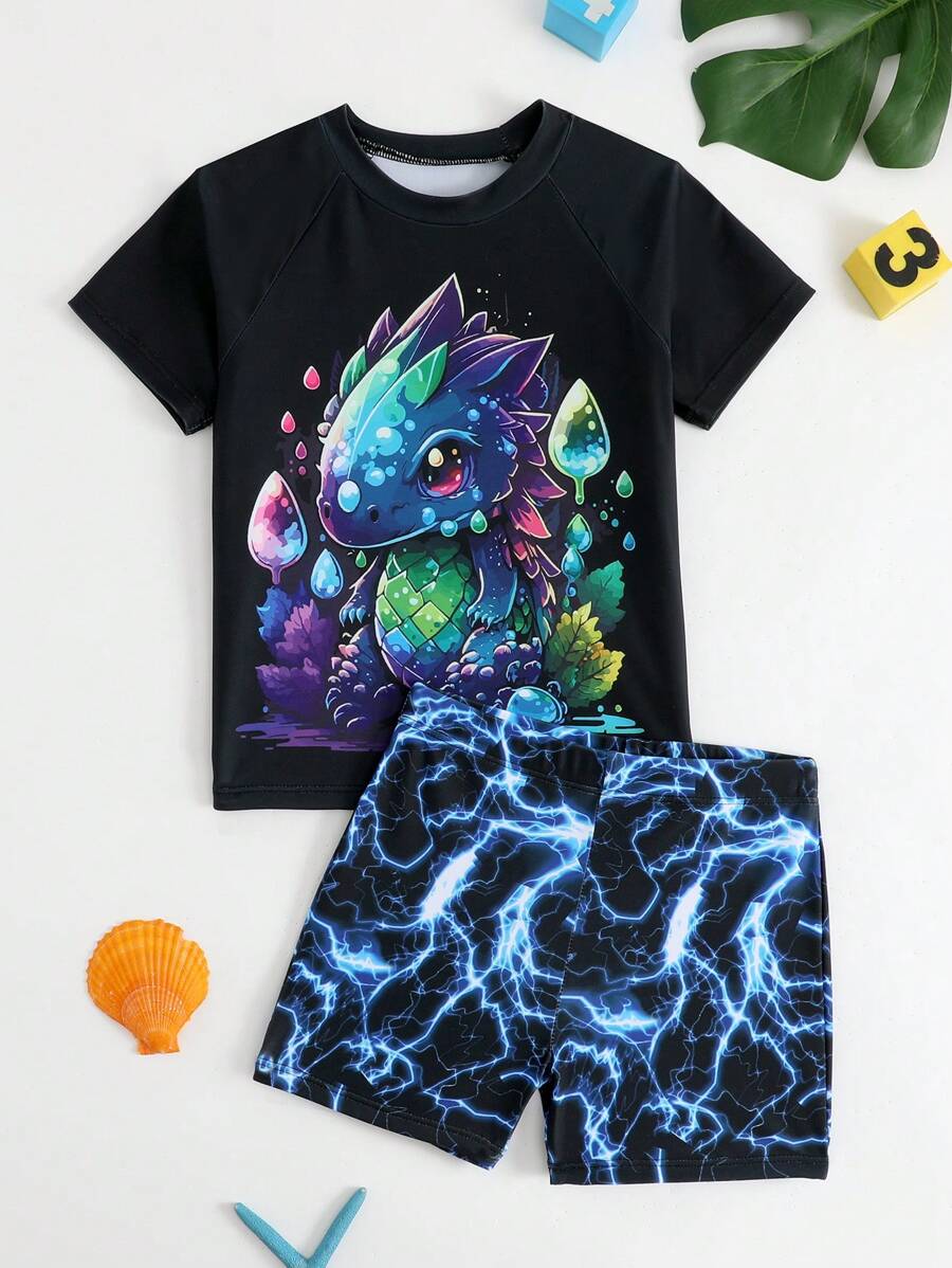 Boys' Dinosaur & Lightning Graphic Swimsuit Set - Multicolor - View 1
