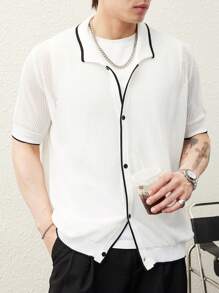 Manfinity CasualKnits Men's Casual Contrast Trim Short Sleeve Knit Top - Multicolor - View 5