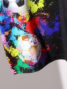 SHEIN Áo thun tay ngắn phong cách đơn giản thường ngày cho bé trai, mặc hàng ngày - màu đen - Xem 6