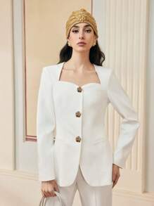 ZEYLAH WOMEN'S STRUCTURED SINGLE BREASTED BLAZER - White - View 4