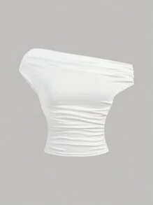 Girlism Conjunto de 2 piezas para adolescentes: Camiseta de punto con hombros oblicuos en rosa y blanco, y falda A-line de malla de punto floral en rosa, apropiado para vacaciones, fiestas, ceremonias de graduación y almuerzos