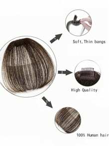 Flequillo de aire para cabello humano, flequillo marrón claro, extensión de cabello con Clip, apto para principiantes, muy fácil de usar, Color marrón oscuro - S2 - Ver 3