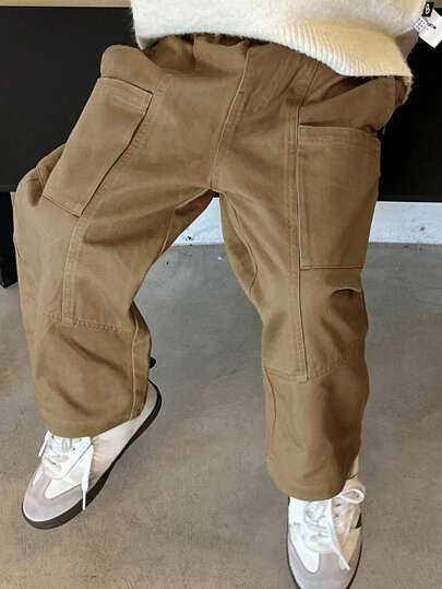 Dazy Kids 小男孩纯色直筒宽松休闲大口袋裤