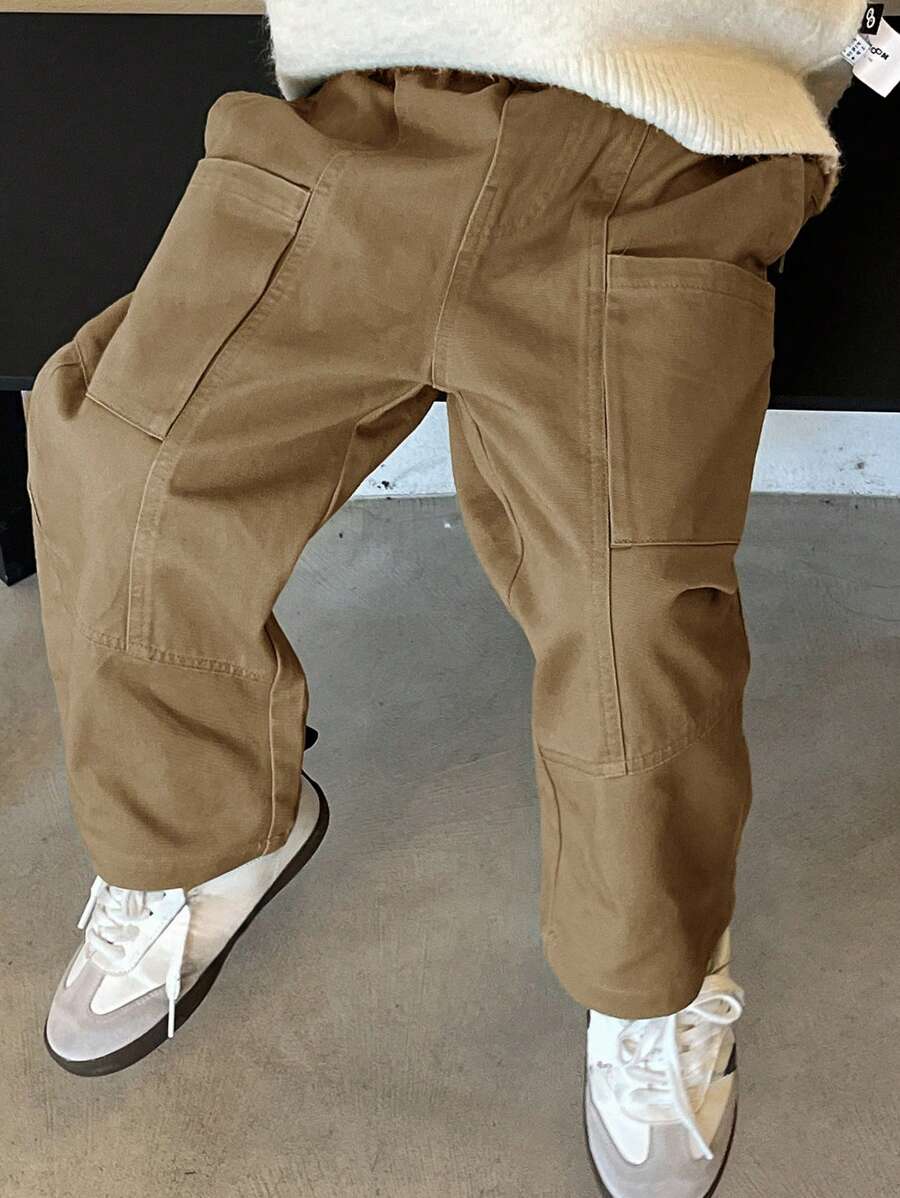 Dazy Kids 小男孩纯色直筒宽松休闲大口袋裤