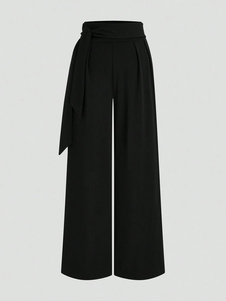 SHEIN MOOSTA Damskie luźne spodnie z wysokim stanem i szerokimi nogawkami, minimalistyczny styl do codziennego noszenia