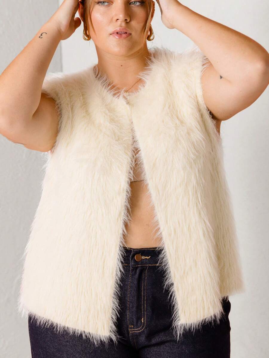 Aralina Curve Shaggy 人造毛皮前开背心