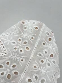 Chiquease Débardeur sexy à nœud papillon et dos ouvert brodé pour femmes - Blanc - Voir 7