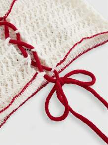 ROMWE Kawaii Vacation Sweetheart 3D Crochet Cute Cherry Shaping Halter Neck Knit Sweater For Women - White - View 4
