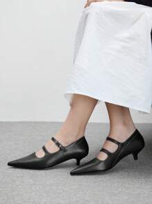 CUCCOO BIZCHIC Donne Pumps Mary Jane con punta affusolata, tacco basso Kitten, cinturino, design minimalista e confortevole, ideale per ufficio/casual ed elegante, adatto per outfit primaverili/estivi