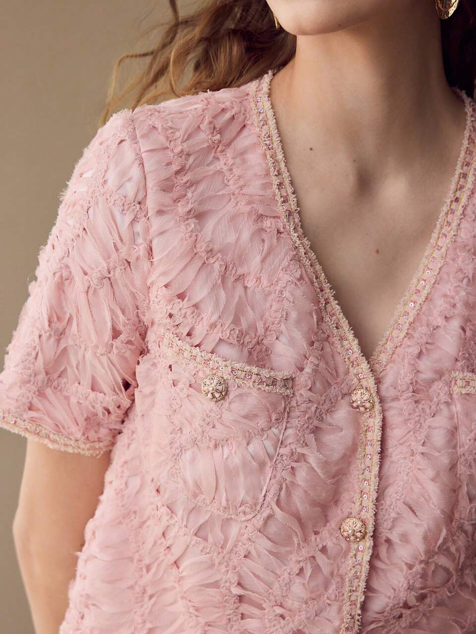 MOTF BOXY CONTRAST BINDING TEXTURED TOP