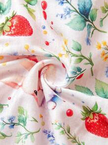 SHEIN Baby Girls Casual Cute Bear Heart Print Spaghetti Strap Infant Dress, Comfortable Daily Wear, Suitable For Spring/Summer, Valentine's Day - Green - View 4