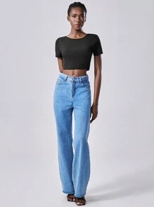 Lumivelle Camiseta de mujer con decoración de cinturón en la espalda, de moda, con espalda calada, camiseta corta con espalda descubierta de estilo elegante