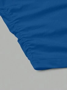 Chiquease Atasan Wanita Kasual Warna Polos Model Wrap Pas Badan Model Crop, Biru - Royal Blue - View 6