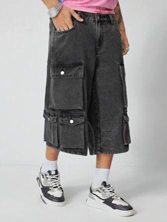 Street Life Jeans a gamba ampia, con taglio largo, cargo da uomo