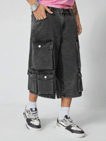 Street Life Jeans cargo Capri ample et ample pour hommes