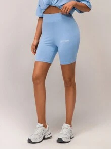 SHEIN Forever 21 Spring&Summer Women Romantic Shorts For Prom/Formal/Birthday/90s/Business Casual Woman/Elegant/Western Wear/Going Out/Fashion/Casual/Y2k/Club/Office /Cocktail/Vintage/Bodycon/Rave Festival/Funny/Classy/Old Money/Streetwear/Vacation/Country Concert/Work /Modest/Spring Break/Bachelorette/Concert/Baddie/Basic/Shorts - Blue - View 3