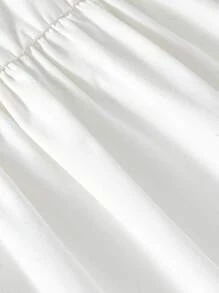 Vestido minimalista elegante de contraste de color negro y blanco para niña con gran lazo removible y correa de - Blanco - Ver 4