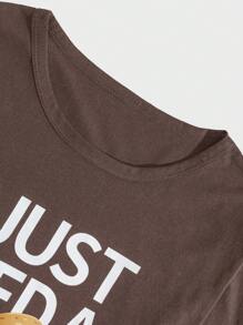 RueChic 棉质男士字母印花常规长袖 T 恤家居服套装 - 棕色 - 查看 6