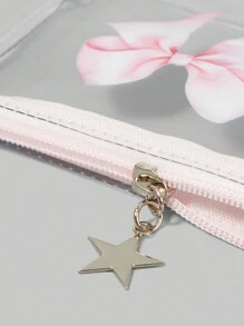 ROMWE Kawaii 1pc Transparent PVC Bow Decor Fashion Cosmetic Bag 401422 - Baby Pink - View 5