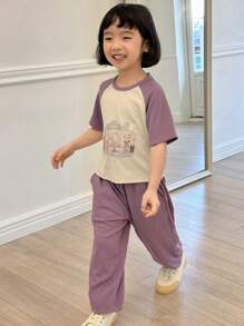 DAZY 2pcs/Set Young Girls Fall Clothing Set - Purple - View 4