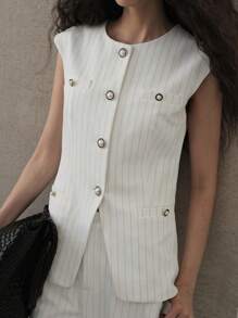 MOTF PREMIUM ÁO GIÉT SỌC CỘT CÚC - Đen và trắng - Xem 2