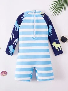 SHEIN 1 Piece Set Young Boys Boys Casual Sports Swimsuit With Dinosaur Pattern Leggings Kids Outfits Young Boy Clothes Back To School Boys Set Suitable For Outdoor Swimming Kids Bathing Suits Suitable For Spring, Summer